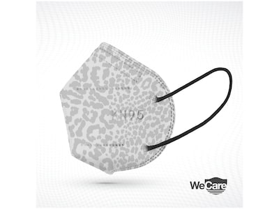 WeCare Leopard Print Disposable KN95 Fabric Face Masks, One Size, Assorted Colors, 20/Pack, 50 Packs