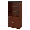 Bush Business Furniture Studio C 72.79H 5-Shelf Bookcase with Doors, Hansen Cherry Laminated Wood (