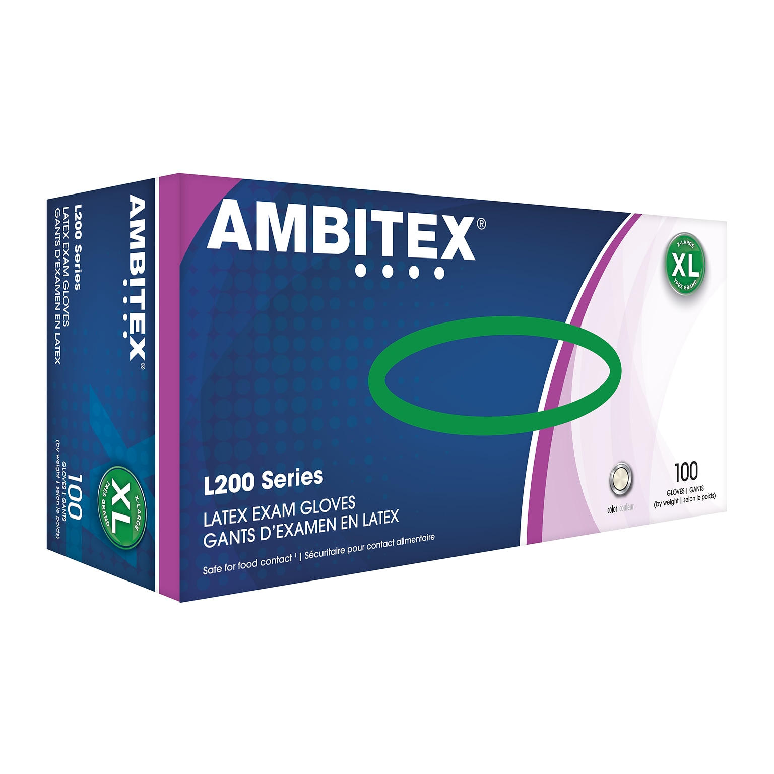 Ambitex L200 Series Powder Free Cream Latex Gloves, XL, 100/Box (LXL200)