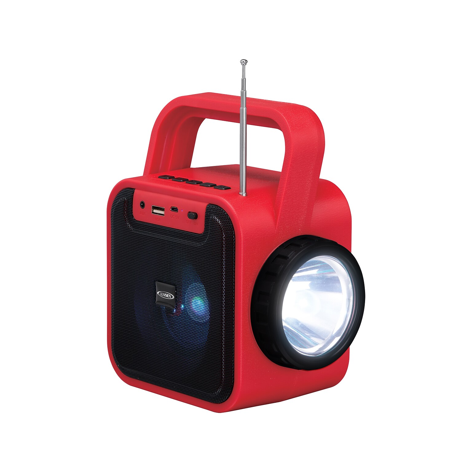 Jensen Wireless Bluetooth Radio with Flashlight, Red/Black (JEP-175)