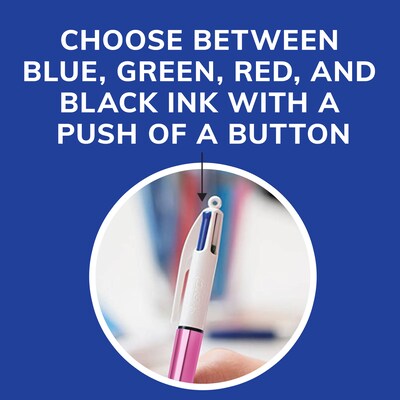 BIC 4-Color Retractable Ballpoint Pen, Medium Point, 1.0mm, Multicolor, Dozen (MM11-AST)