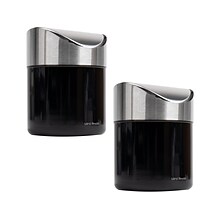 Mind Reader Metal Countertop Trash Can with Swivel Lid, 0.40 Gallon, Black, 2/Set (2GARBASK-BLK)