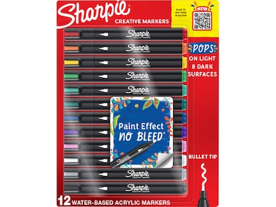 Sharpie Water-Based Markers, Bullet Point, Assorted Colors, 12/Pack (2196905)