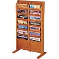 Wooden Mallet Solid Wood Literature Display Units; 37x22x12, Oak, 14-Pocket, Free-Standing