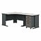 Bush Business Furniture Cubix 48W Corner Desk with Return and Mobile File Cabinet, Slate/White Spec