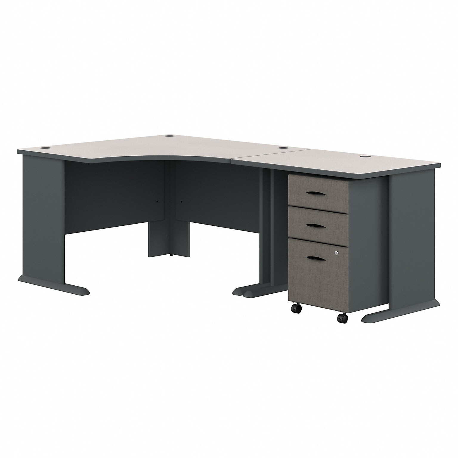 Bush Business Furniture Cubix 48W Corner Desk with Return and Mobile File Cabinet, Slate/White Spectrum (SRA005SLSU)