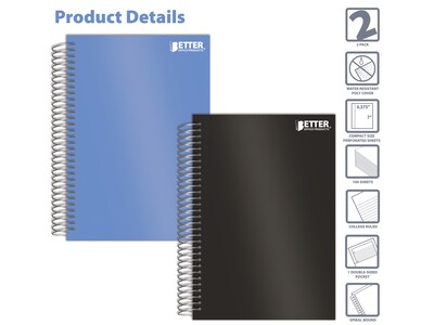 Better Office 1-Subject Notebooks, 4.38 x 7, College Ruled, 100 Sheets, 2/Pack (25792-2PK)