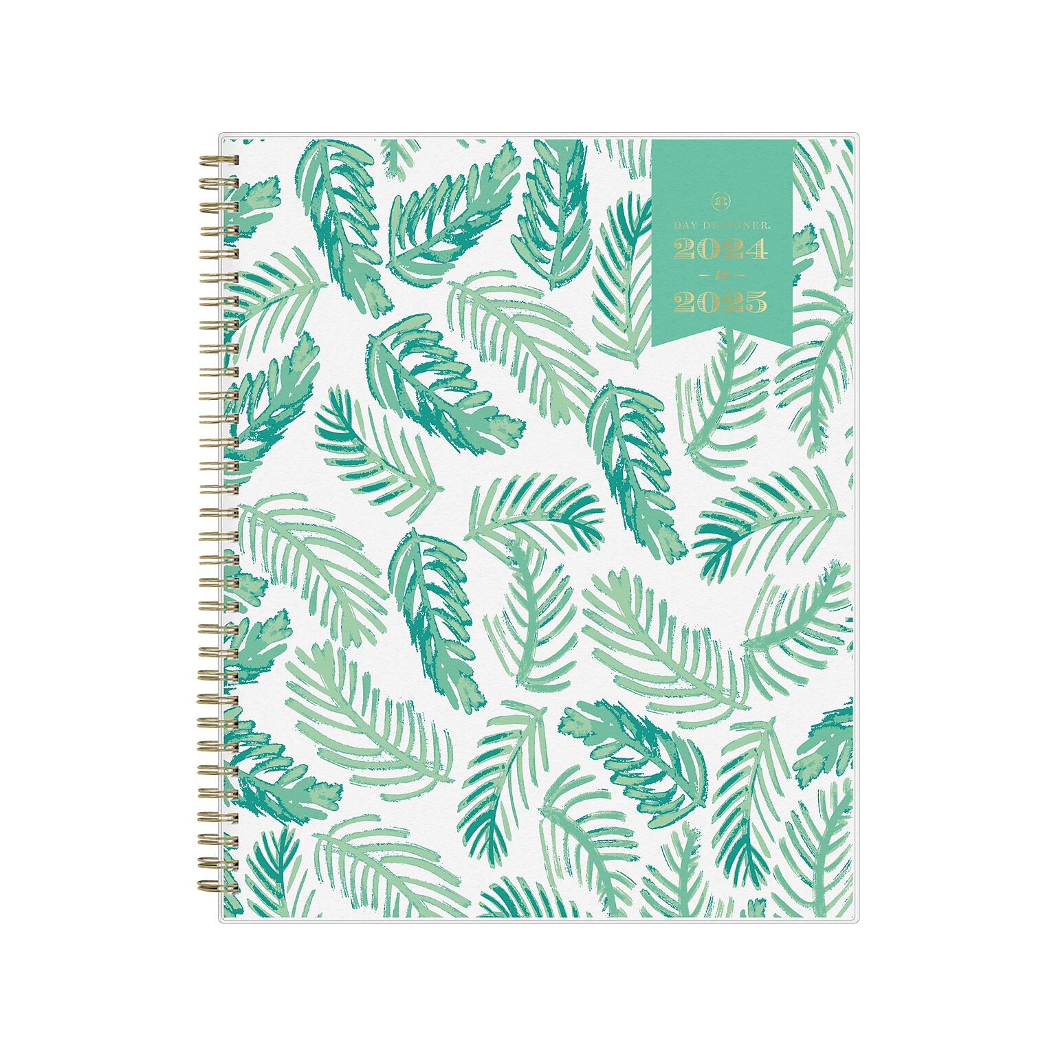 2024-2025 Blue Sky Day Designer Palms 8.5 x 11 Academic Weekly & Monthly Planner, Plastic Cover, White/Green (137891-A25)