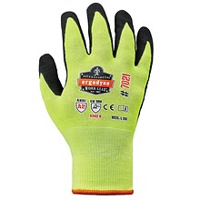 Ergodyne ProFlex 7021 Hi-Vis Nitrile Coated Cut-Resistant Gloves, ANSI A2, Wet Grip, Lime, Large, 14
