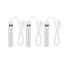 Staples 6-Outlet Power Strip, 3 Cord, White,  3/Pack (42319)