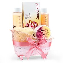 Freida and Joe Pink Peony Fragrance Bath & Body Spa Gift Set in a Pink Tub Basket (FJ-45)