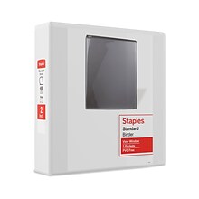 Staples® Standard 2 3 Ring View Binder with D-Rings, White, 6/Pack (26444CT)