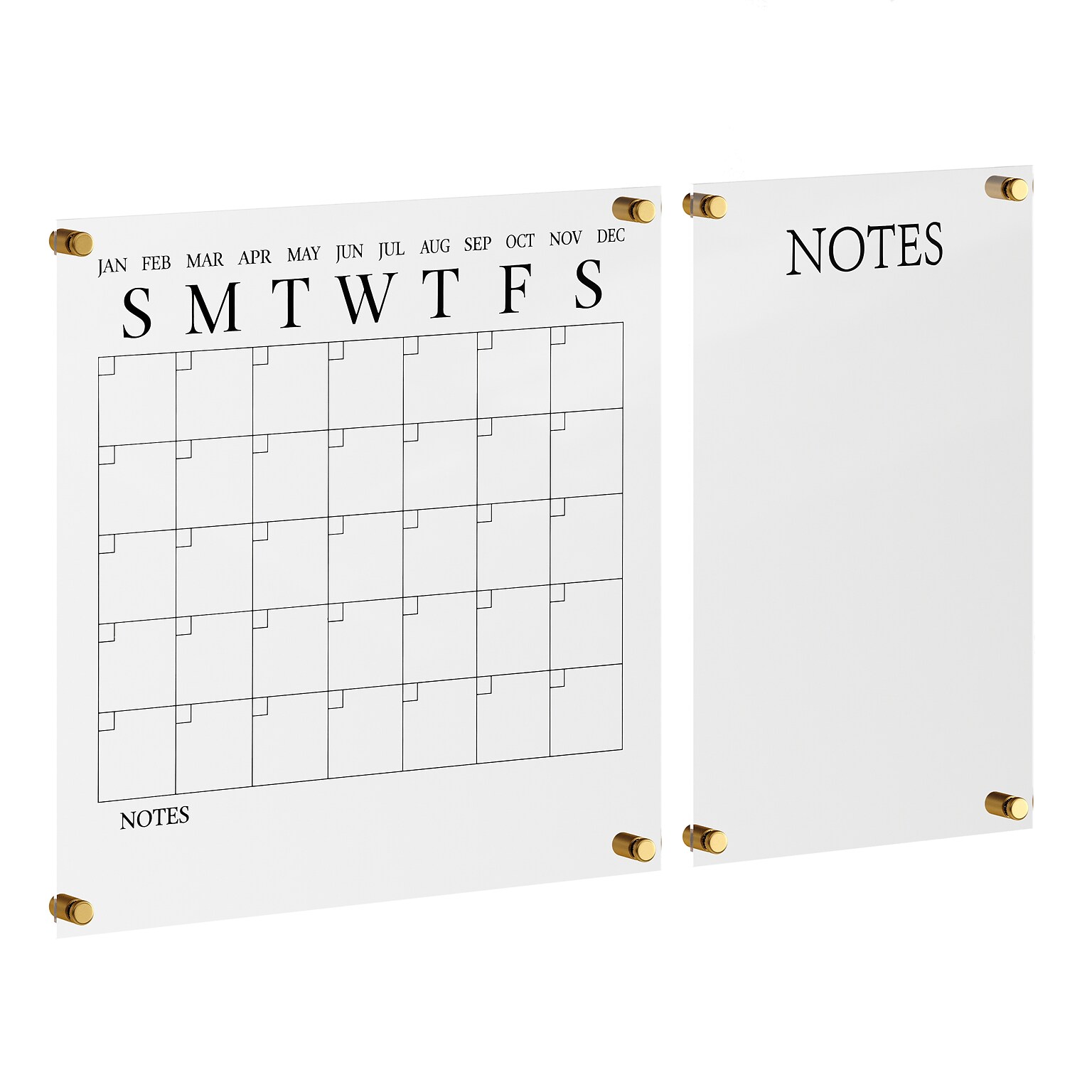 Martha Stewart Grayson Acrylic Black Print Dry Erase Wall Calendar with Notes, 18 x 18 (BRACS284545B2CB)