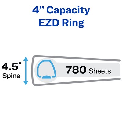Avery Heavy Duty 4" 3-Ring View Binders, One Touch EZD Ring, White (79-104/79-704)