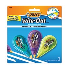 BIC Wite-Out Mini Correction Tape, White, 3/Pack (WOTMP31-WHI)