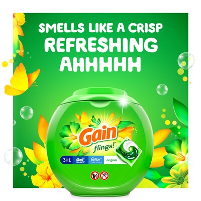Gain Flings HE Laundry Detergent Capsules, Original Scent, 56 oz., 76 Capsules (09485)