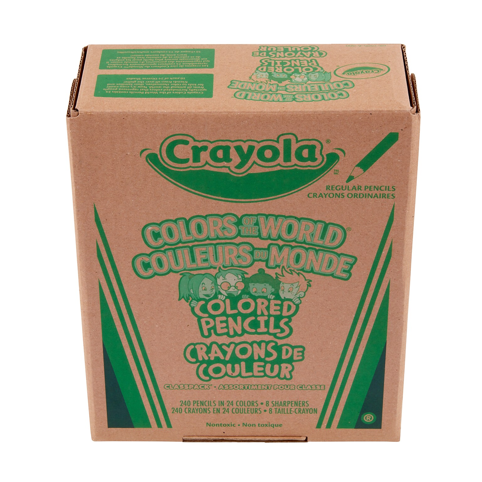 Crayola Colors of the World Kids Colored Pencils, Assorted Colors, 24 Pencils/Pack, 10 Packs/Box (682023)