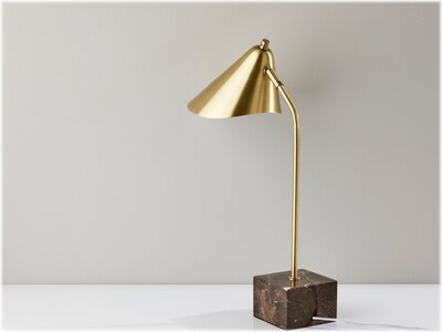 Adesso Hawthorne Desk Lamp, 20, Antique Brass/Brown Marble (4246-21)