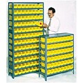 Edsal® Steel Pick Rack with Flat Plastic Parts Bins; 12 Shelves, 48 Bins, 75Hx36Wx12D, Gray/Yellow