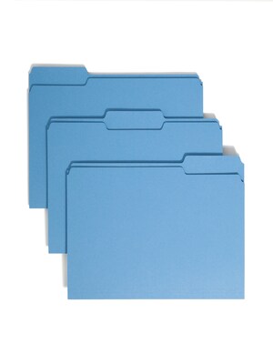 Smead File Folder, 1/3-Cut Tab, Letter Size, Blue, 100/Box (12043)