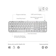 Logitech MX Keys S Wireless Keyboard, Pale Gray (920-011559)