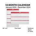 2024 Staples 36 x 24 Wall Calendar, Red (ST53903-24)
