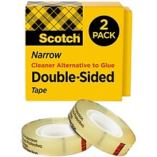 Scotch Permanent Double Sided Tape Refill, 1/2 x 36 yds., Clear, 2/Pack (665-2P12-36)