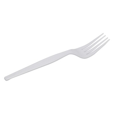 Dixie Plastic Fork, Heavy-Weight, White, 1000/Carton (TH217)