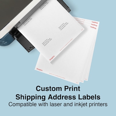 Staples Laser/Inkjet Shipping Labels, 3 1/2" x 5", Bright White, 4 Labels/Sheet, 100 Sheets/Pack, 400 Labels/Box (18074-CC)