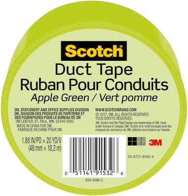 Scotch Duct Tape, 1.88 x 20 yds., Green (920-GRN-C)