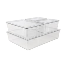 Martha Stewart Brody Stackable Plastic Storage Organizer, Clear, 4/Set (GSBAS4CLR)