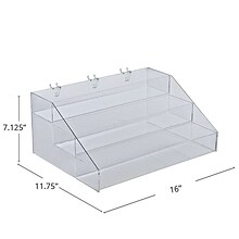 Azar Displays Three-Tier Acrylic Counter/Pegboard/Slatwall Step Display