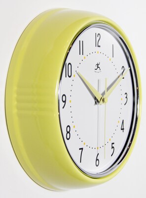 Infinity Instruments Round Retro Wall Clock, Aluminum, 9.5 (10940-AURA)