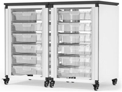 Luxor Mobile 12-Section Modular Classroom Storage Cabinet, 28.75"H x 18.2"D, White (MBS-STR-21-12S)