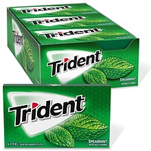 Trident Sugar Free Spearmint Gum, 14 Pieces/Pack, 12/Box (MOZ01106)