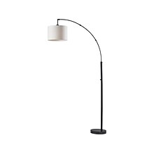 Adesso Bowery 73.5 Black Marble Floor Lamp with Drum Taupe Shade (4249-01)