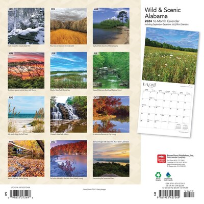 2024 BrownTrout Alabama Wild & Scenic 12 x 12 Monthly Wall Calendar (9781975457549)