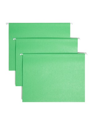Smead Heavy Duty TUFF Recycled Hanging File Folder, 3-Tab Tab, Letter Size, Green, 18/Box (64042)
