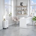 Bush Business Furniture Echo 60W L Shaped Desk with Mobile File Cabinet, Pure White (ECH008PW)