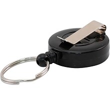 Advantus Badge Reel with Split Key Ring, Black, Dozen (97121)