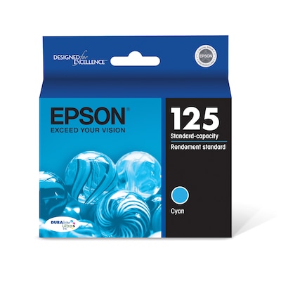 Epson T125 Cyan Standard Yield Ink Cartridge, Prints Up to 395 Pages (t125220-s)