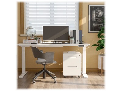 FlexiSpot E7 55W Electric Adjustable Standing Desk, White (E7WR5528W)