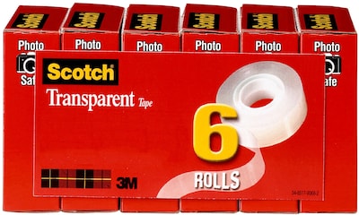 Scotch Transparent Tape Refill, 3/4 x 36 yds., 6 Rolls (600-6PK)