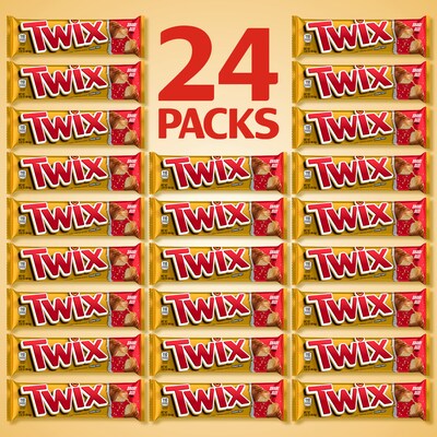 Twix Caramel Sharing Size Chocolate Cookie Bar Candy, 3.02 oz Bar, 24/Box (MMM35387)