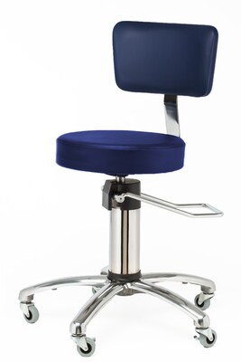 Brandt Hydraulic Surgeon Stool with Backrest with Backrest, Navy (15512NAVY)