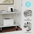 Martha Stewart Liam 2-Shelf Engineered Wood Mobile Office Storage and Printer Cart with Locking Whee