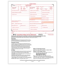 ComplyRight® 2023 W-3 Transmittal Of Income And Tax Statement Tax Form, 25/Pack (520025)