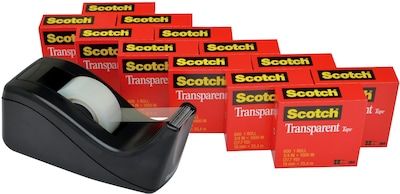 Scotch Transparent Tape, 3/4 x 27.77 yds., 12 Rolls/Pack (600KC60)