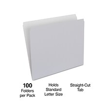 Quill Brand® File Folders, Straight-Cut, Letter Size, Gray, 100/Box (7409GY)