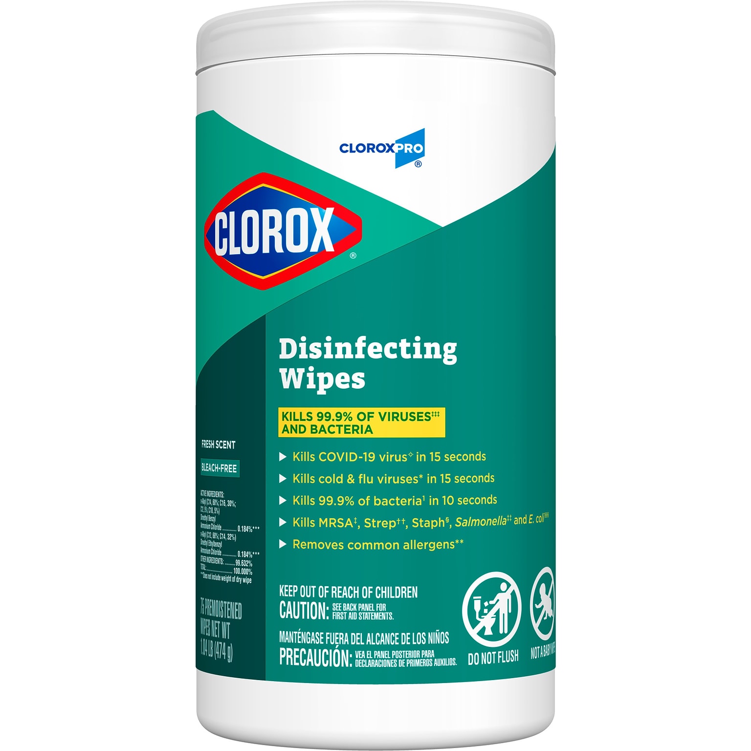 Clorox Commercial Solutions Disinfecting Wipes, Fresh Scent - 75 Wipes (15949)
